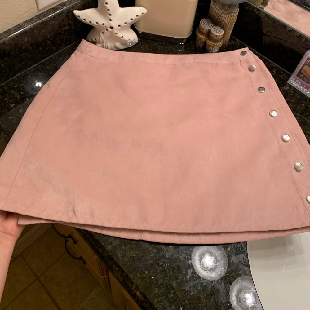 H&M DIVIDED Pink Suede A line skirt